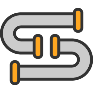 Connected pipes icon for plumbing services