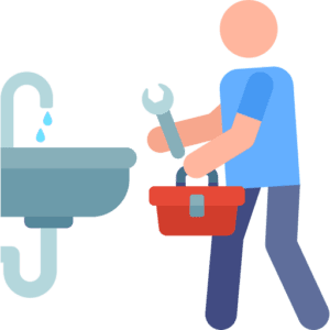 Plumber with tools icon for professional service