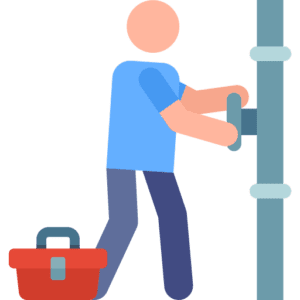 Plumber performing pipe repair icon