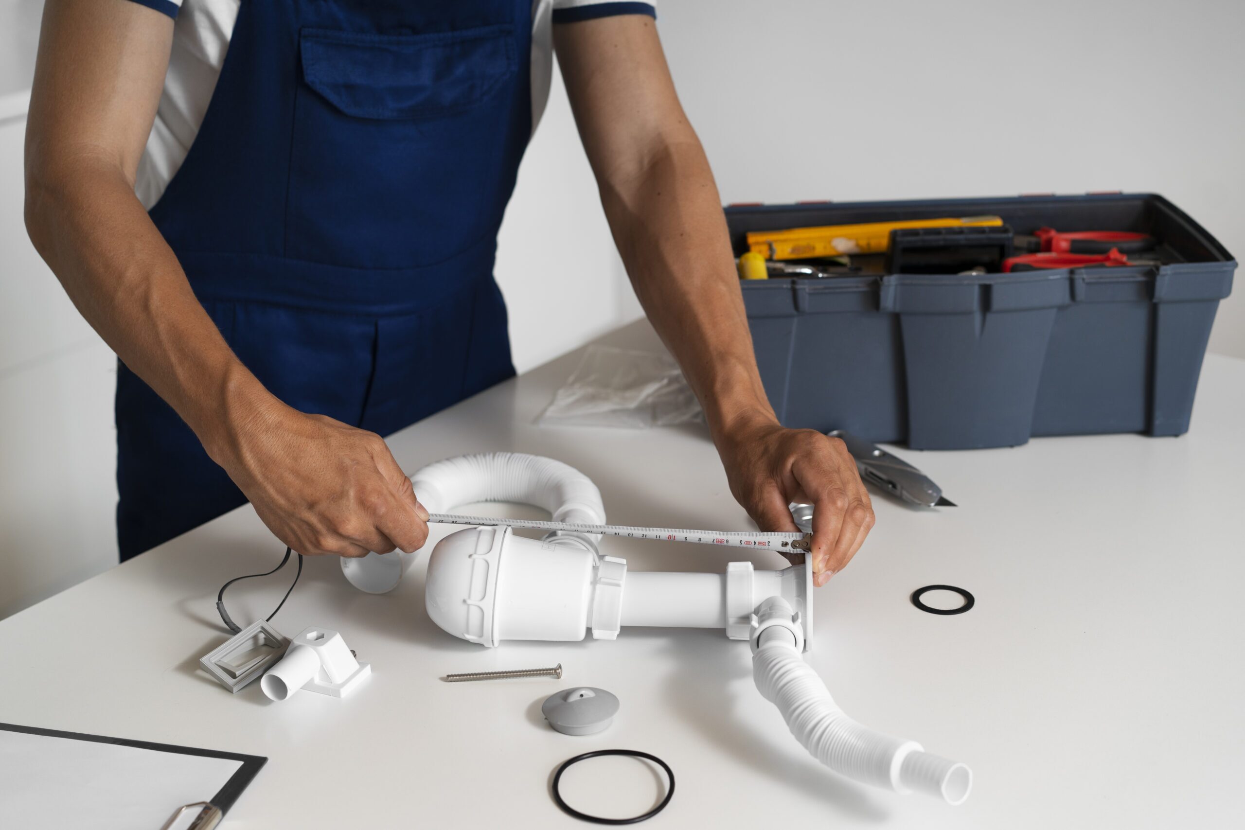 Licensed plumber performing professional pipe repair