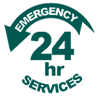 24-hour emergency plumbing and septic service badge