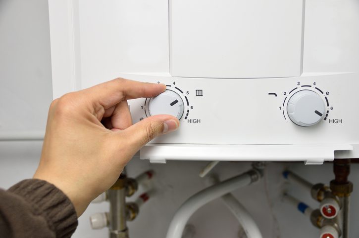 Residential water heater system installed in home