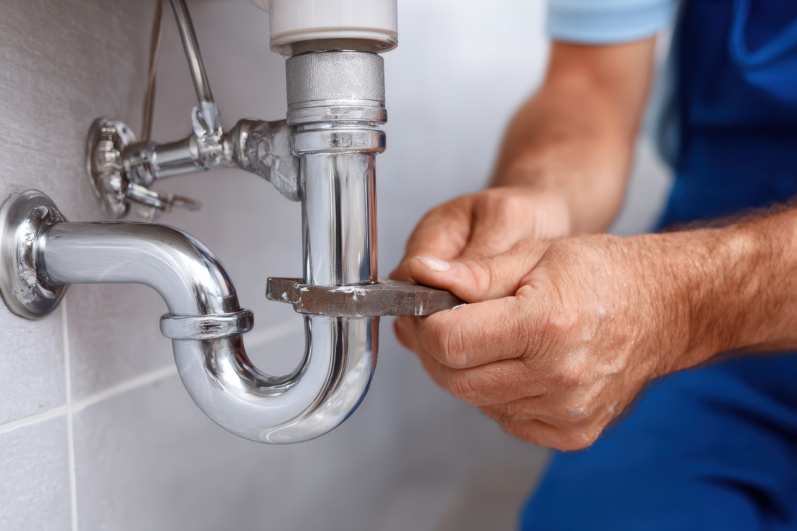 Professional drain repair service in progress