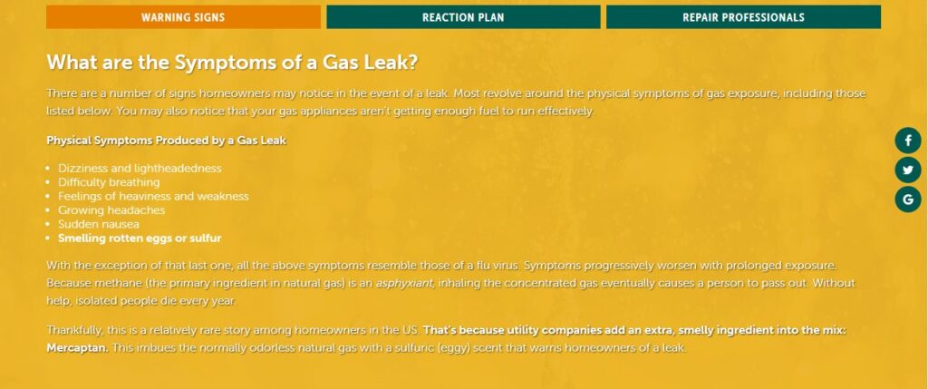 gas leak symptoms